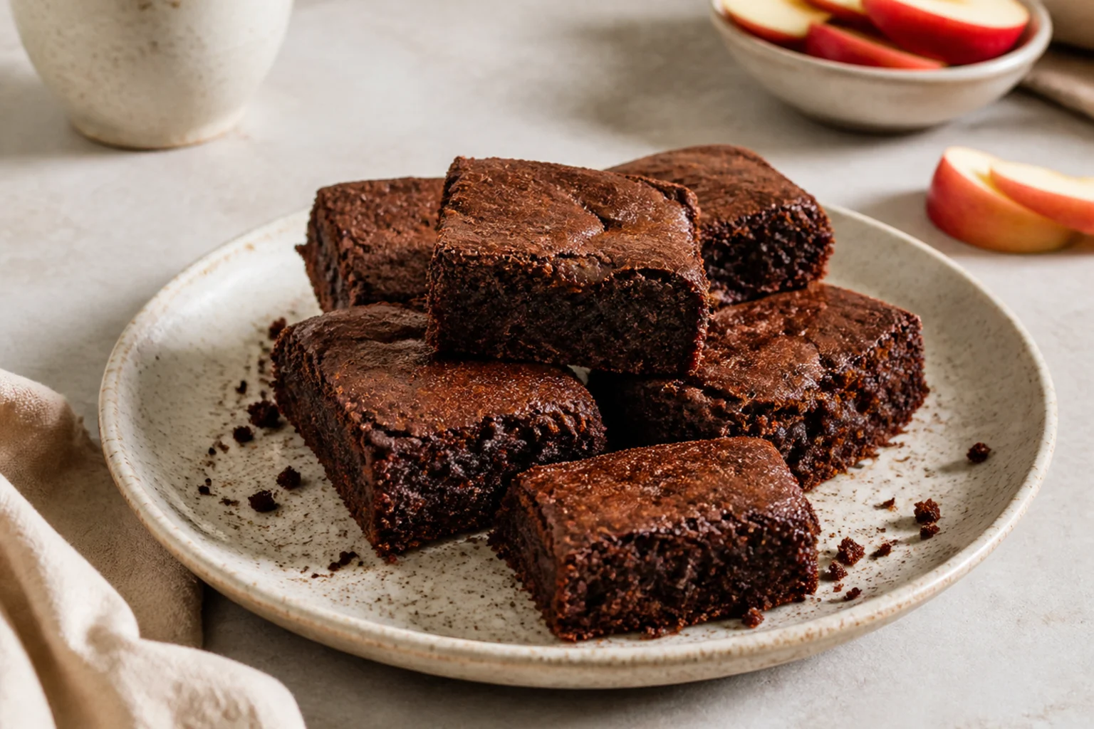 Brownie uden æg serveret og klar