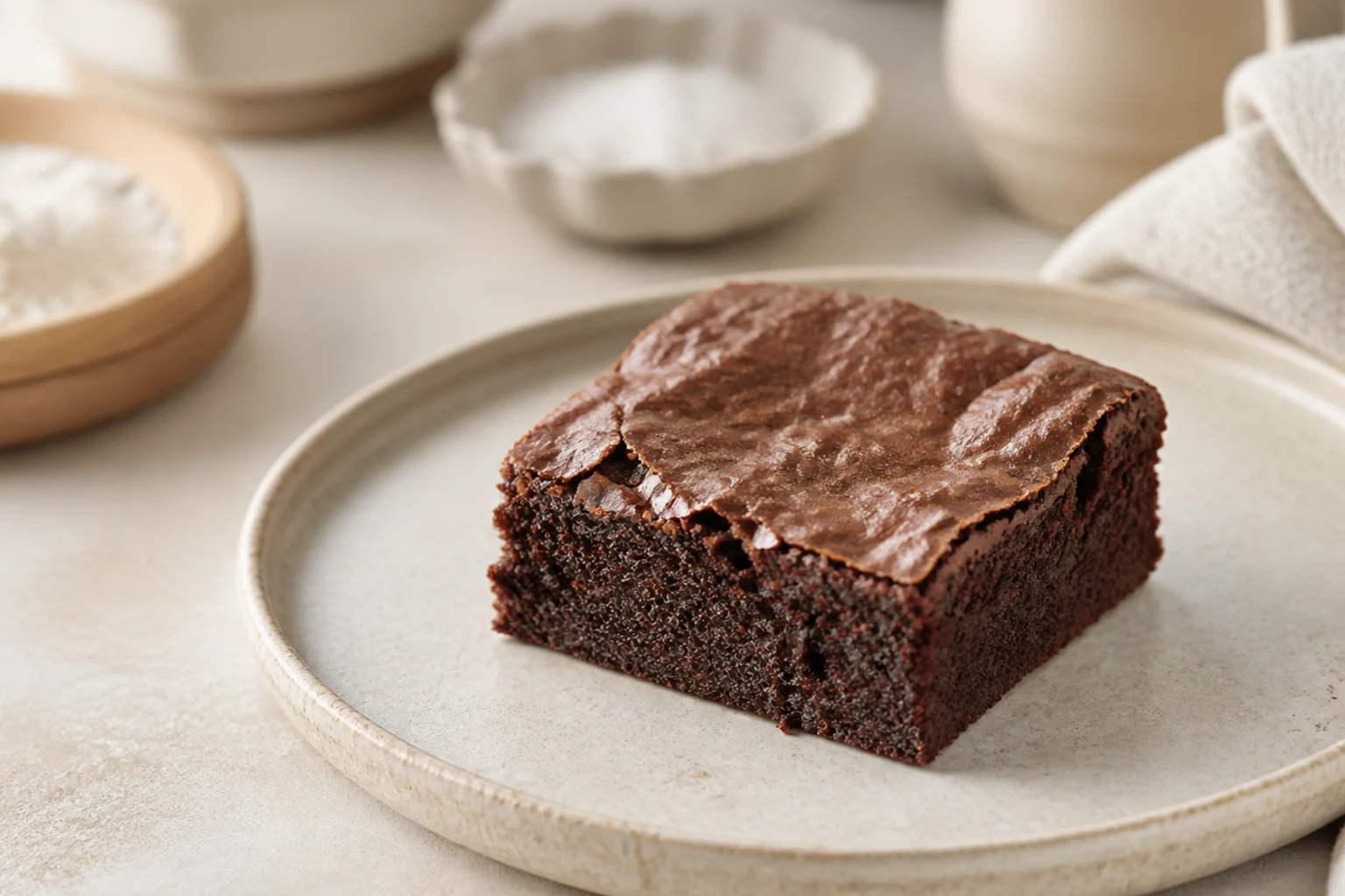 Glutenfri brownie serveret og klar