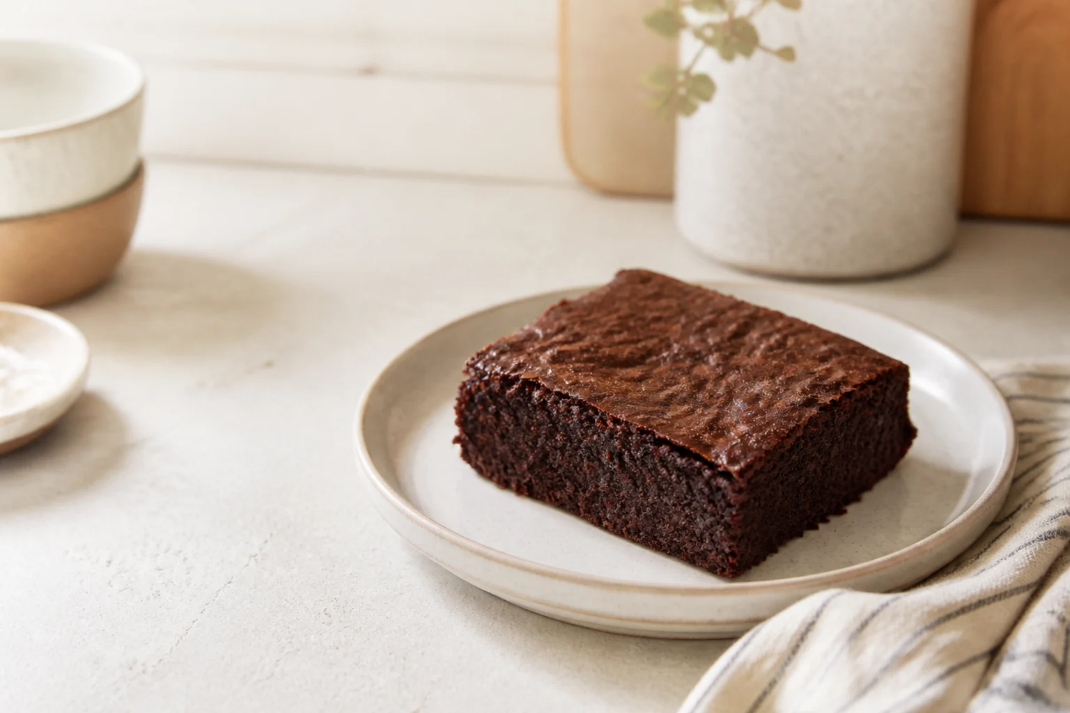 Vegansk brownie serveret og klar